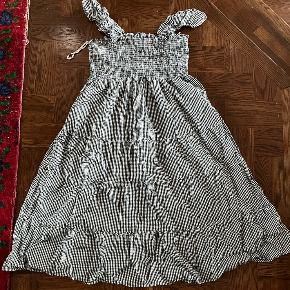 Hill House checkered white green nap dress